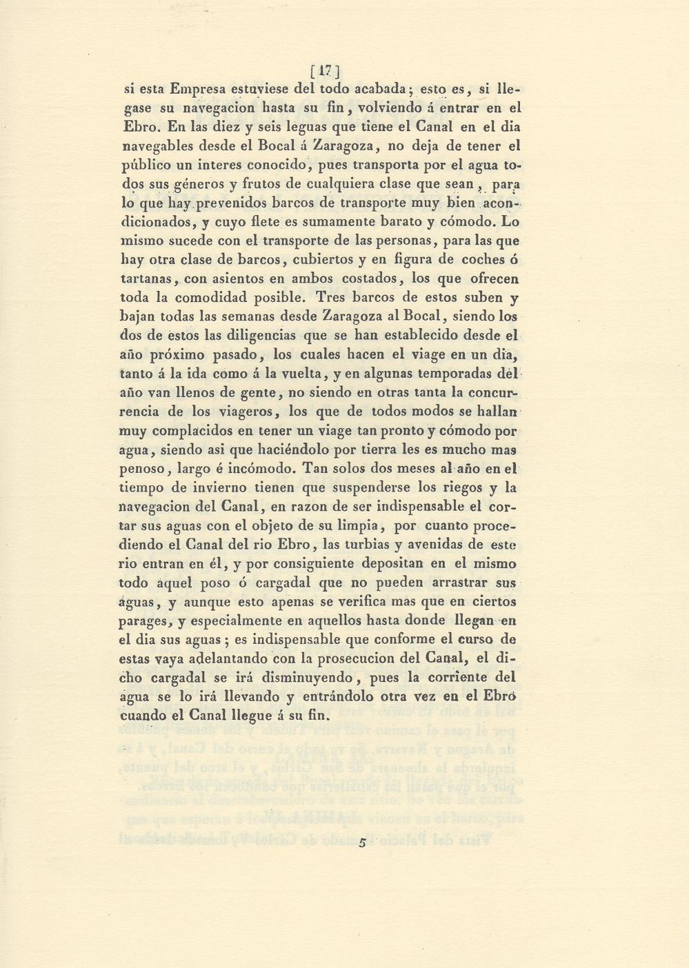 Canal Imperial de Aragón. Memoria histórica. Noticia sobre las utilidades que produce, y explicación de que contiene Página 17. Canal Imperial de Aragón. Memoria histórica.