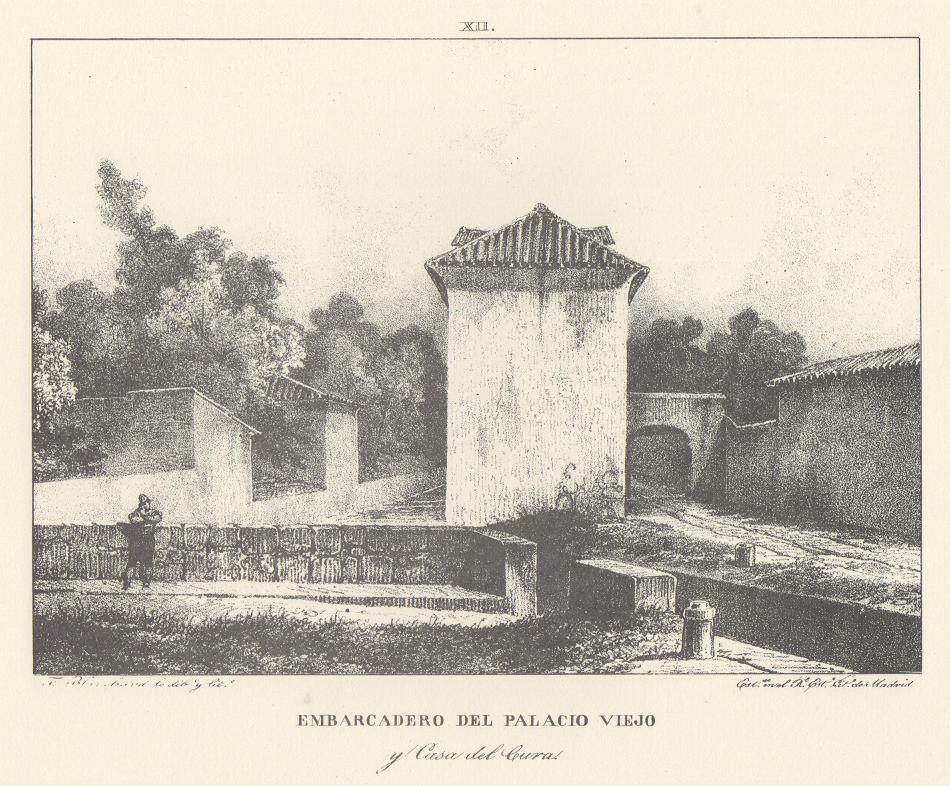 Canal Imperial de Aragón. Embarcadero del palacio viejo. Memoria histórica. Noticia sobre las utilidades que produce, y explicación de que contiene Lámina XII. Canal Imperial de Aragón. Embarcadero del palacio viejo. Memoria histórica.