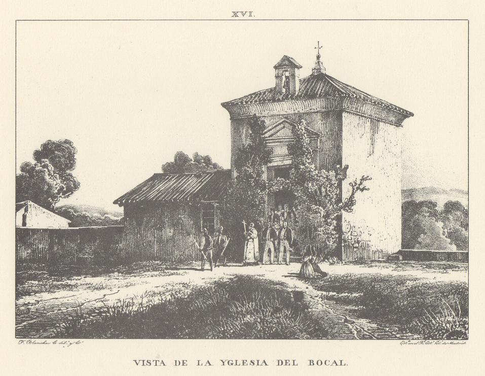 Canal Imperial de Aragón. Vista de la iglesia del Bocal. Memoria histórica. Noticia sobre las utilidades que produce, y explicación de que contiene Lámina XVI. Canal Imperial de Aragón. Vista de la iglesia del Bocal. Memoria histórica.