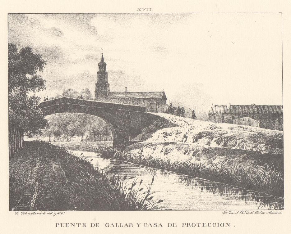Canal Imperial de Aragón. Puente de Gallar y casa de protección. Memoria histórica. Noticia sobre las utilidades que produce, y explicación de que contiene Lámina XVII. Canal Imperial de Aragón. Puente de Gallar y casa de protección. Memoria histórica.