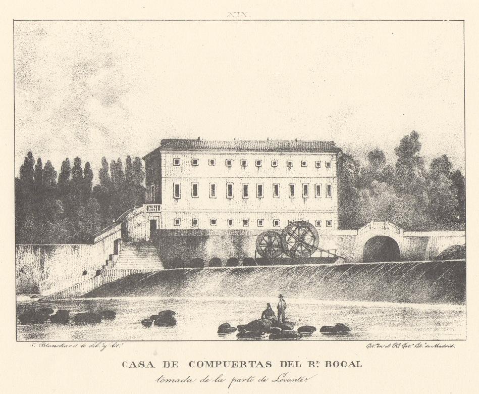 Canal Imperial de Aragón. Casa de compuertas del R. Bocal. Memoria histórica. Noticia sobre las utilidades que produce, y explicación de que contiene Lámina XIX. Canal Imperial de Aragón. Casa de compuertas del R. Bocal. Memoria histórica.