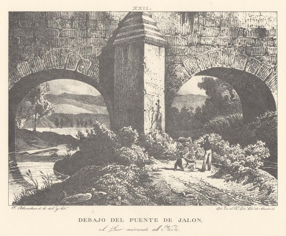 Canal Imperial de Aragón. Debajo del puente del Jalón. Memoria histórica. Noticia sobre las utilidades que produce, y explicación de que contiene Lámina XXII. Canal Imperial de Aragón. Debajo del puente del Jalón. Memoria histórica.