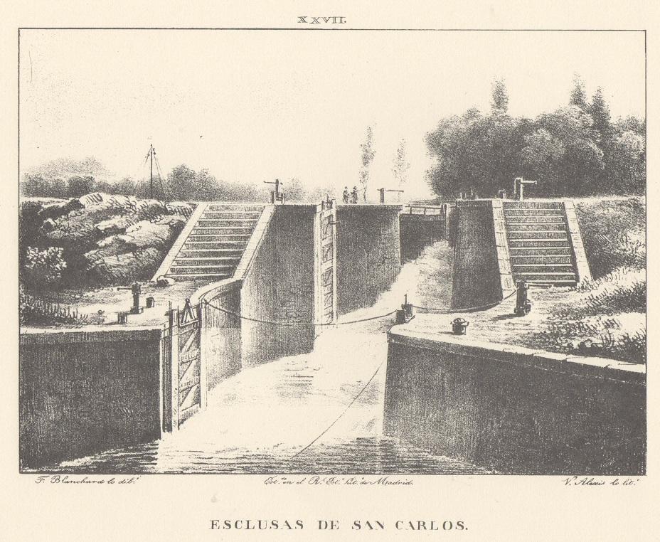 Canal Imperial de Aragón. Esclusas de San Carlos. Memoria histórica. Noticia sobre las utilidades que produce, y explicación de que contiene Lámina XXVII. Canal Imperial de Aragón. Esclusas de San Carlos. Memoria histórica.