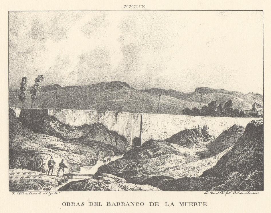 Canal Imperial de Aragón. Obras del barranco de la muerte. Memoria histórica. Noticia sobre las utilidades que produce, y explicación de que contiene Lámina XXXIV. Canal Imperial de Aragón. Obras del barranco de la muerte. Memoria histórica.
