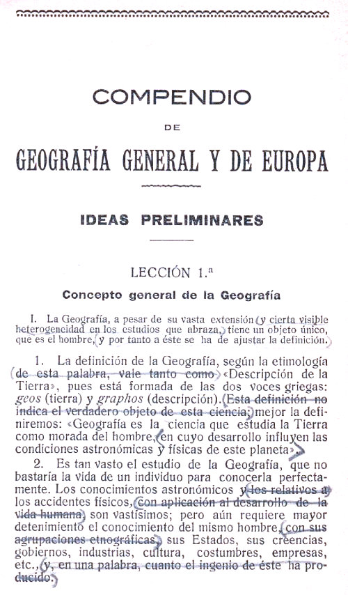 Geografía General y de Europa. Blas Valero y Castell. Página 7.