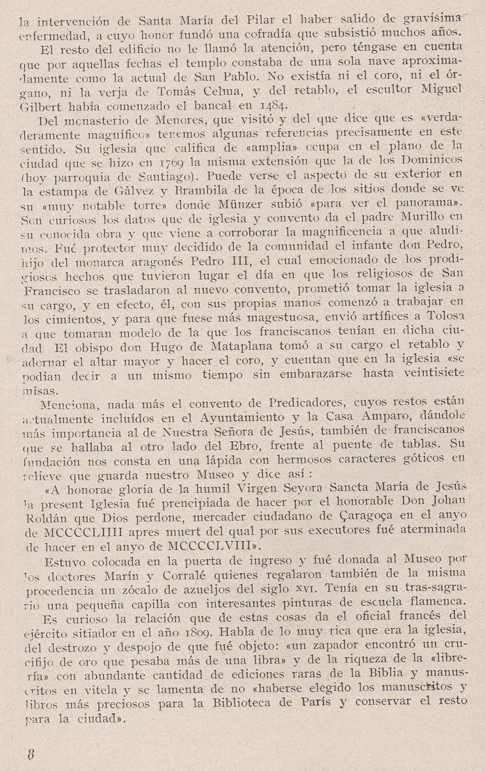 Página 8. La visita de Jerónimo Münzer a Zaragoza en el año 1495. Publicaciones de -La Cadiera XV-. Libreria General Zaragoza 1949. Página 8. La visita de Jerónimo Münzer a Zaragoza en el año 1495. Publicaciones de -La Cadiera XV-. Libreria General Zaragoza 1949.